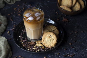 Ice coffee in a glass
