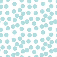 Fototapeta na wymiar Blue spotted geometric seamless pattern on white. Abstract geometrical seamless with Polka dot texture, randomly dots, circles, bubbles, stain, spot. background Vector illustration.