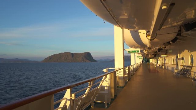 Cruise ship sea view from open deck or walking board