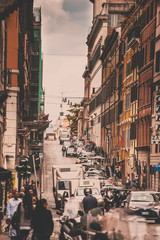 Fototapeta premium ROME, ITALY, 04 May 2018: A busy trade street in Rome