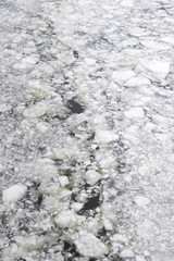 Spring ice drifting on the river. Background texture