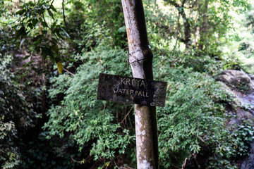 Sign of Kroya waterfall in nothern Bali, Indonesia