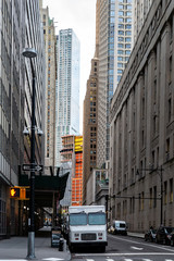 New York City / USA - JUN 20 2018: Skyscraper in the Financial District of Lower Manhattan in New York City