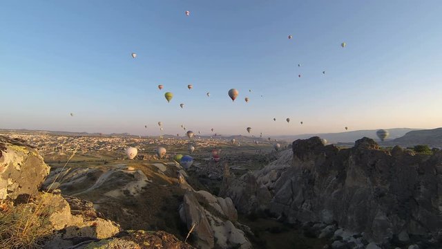 Air ballons in Cappadocia time-lapse