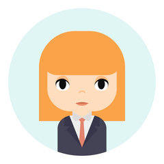 Woman Avatar with Smiling face. Female Cartoon Character. Businesswoman. Beautiful Ginger People Icon. Office Worker.
