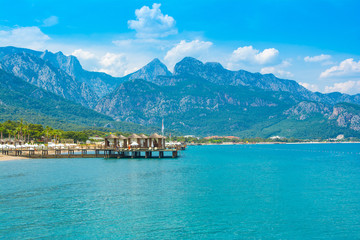 Landscape of mountains and beach in Beldibi coast