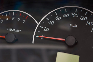 Fototapeta premium the instrument panel in the car, the speed dial on the dashboard