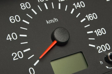 the instrument panel in the car, the speed dial on the dashboard