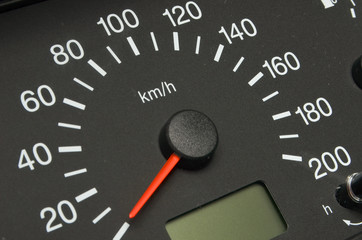 the instrument panel in the car, the speed dial on the dashboard