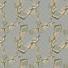 Military camouflage seamless pattern in green, beige and grey colors