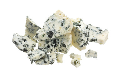 Danish blue cheese isolated on white background with clipping path