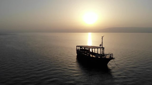 Sea of Galilee Ship Silhouette 