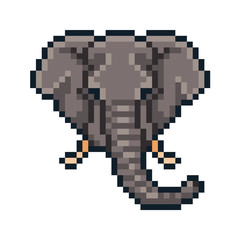 Fototapeta na wymiar Pixel art vector elephant isolated on white background.