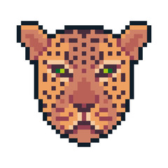 Fototapeta premium Pixel art vector cheetah isolated on white background.