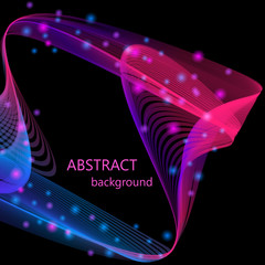 Bright glowing abstract waves on a black background