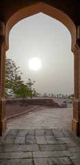 Sunrise view from iron gateway of Mehrangarh fort