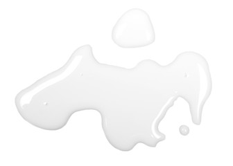 Spilled milk puddle isolated on white background and texture, top view