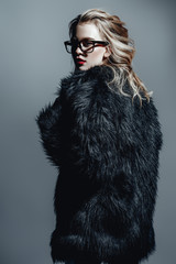 black fur coat