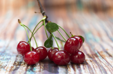 Fresh red cherry. Cherry berries.