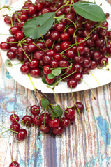 Cherries in a plate. Home cherry in a plate.