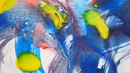 Colour ink flows on paper