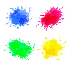 Vector set of colored blots on the white background