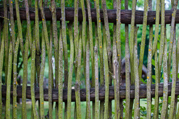 Wicker fence made of twigs in the Polish village near Bialystok
