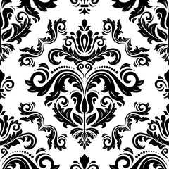 Orient classic black and white pattern. Seamless abstract background with repeating elements. Orient background