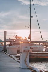 Boat at the dock at sunset