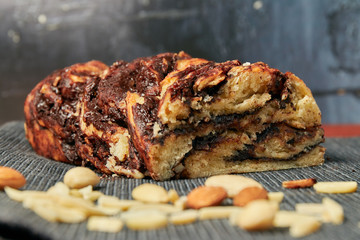 Sweet Chocolate Babka Swirl Brioche Dessert Bread Pastry Close-Up