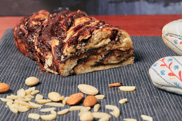 Sweet Chocolate Babka Swirl Brioche Dessert Bread Pastry Close-Up