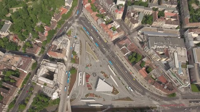 Aerial view of Budapest - Szell Kalman square, Hungary