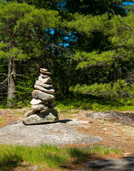 Trail marker / rock stack on a forest trail