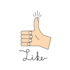 like-hand sign with raised thumb