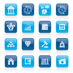 Bank, Financial and investment icons - vector icon set