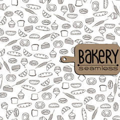 Seamless background. Hand drawn bakery pattern. Vector illustration.