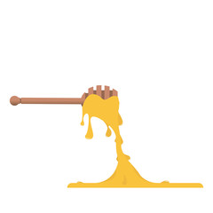 sweet liquid and wooden honey stick,vector image, flat design