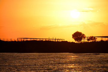 Fototapeta na wymiar Sunset over the Mediterranean sea, Sicily, Italy