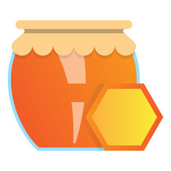 sweet honey in a glass bowl,vector image, flat design