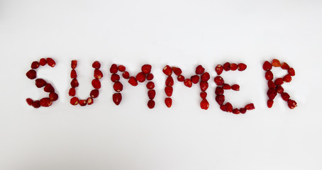 inscription summer made from strawberry