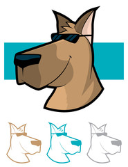 Dog wearing sun glasses various