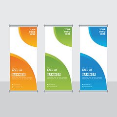 Roll up banner stand template design. Business Roll Up. Presentation and Brochure. Vector illustration. Creative abstract banner set