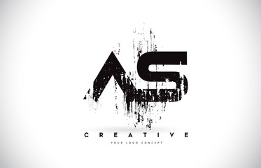 AS A S Grunge Brush Letter Logo Design in Black Colors Vector Illustration.