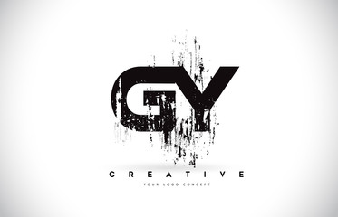 GY G Y Grunge Brush Letter Logo Design in Black Colors Vector Illustration.