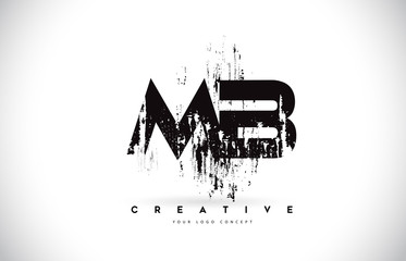 Fototapeta premium MB M B Grunge Brush Letter Logo Design in Black Colors Vector Illustration.