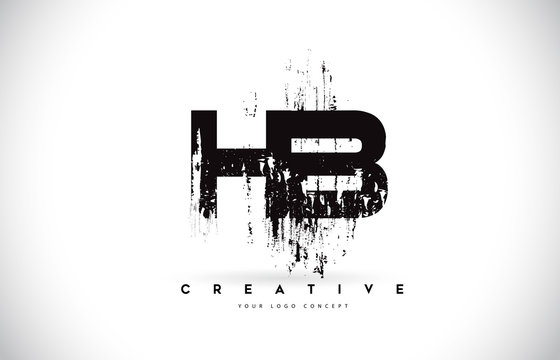 HB H B Grunge Brush Letter Logo Design in Black Colors Vector Illustration.
