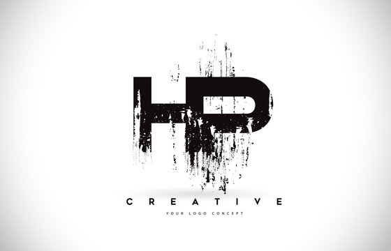 HP H P Grunge Brush Letter Logo Design in Black Colors Vector Illustration.