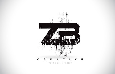 Obraz premium ZB Z B Grunge Brush Letter Logo Design in Black Colors Vector Illustration.