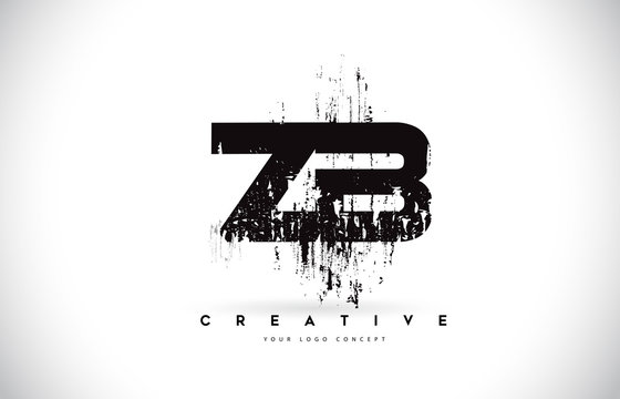ZB Z B Grunge Brush Letter Logo Design in Black Colors Vector Illustration.
