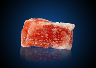 The mineral halite on a blue background